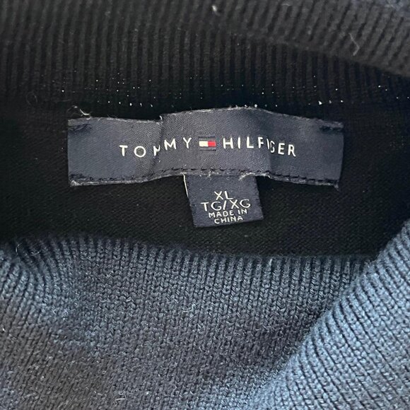 Tommy Hilfiger Turtleneck Sweater Womens XL Black/Red Striped Cotton Long Sleeve - Picture 3 of 8